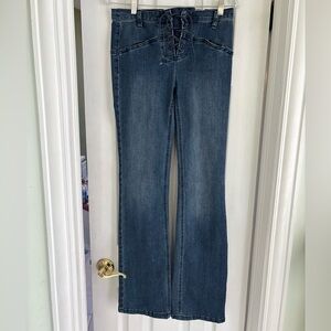 Free People Women's Blue Lace-Up Jeans